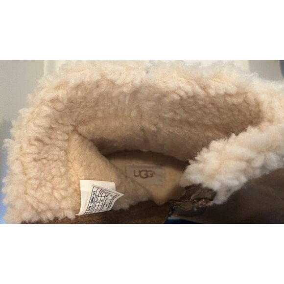 UGG Blayre III Brown Chipmunk Leather Sheepskin Buckle Zip Moto Boots - Picture 16 of 16